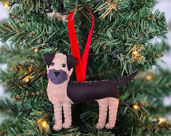 Custom Border Terrier Christmas decoration | Personalised felt dog ornament | Gift for dog owner/lover | Pet portrait | Dog replica |