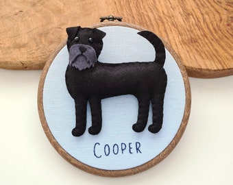 Custom Affenpinscher hoop decoration | Personalised felt dog ornament | Custom gift for dog owner/lover | Dog portrait | Dog replica |