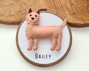 Custom Cairn Terrier hoop decoration | Personalised felt dog ornament | Custom gift for dog owner/lover | Dog portrait | Dog replica |