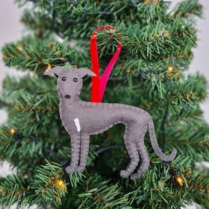 Custom Greyhound/Whippet/Italian Greyhound/Lurcher Christmas decoration | Personalised felt dog ornament | Gift for dog owner/lover |