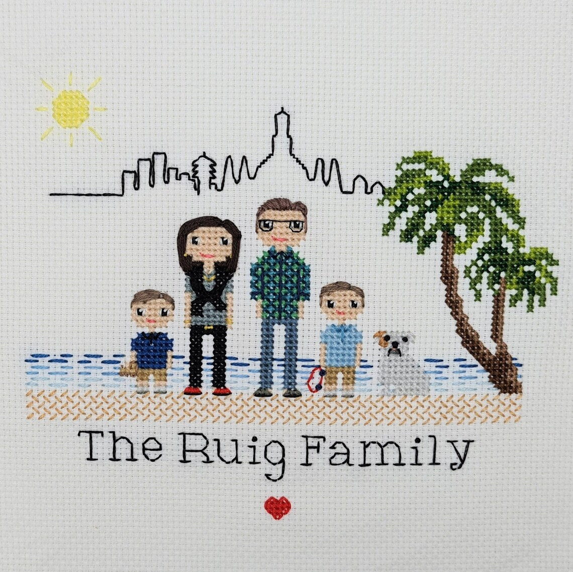 Custom Crossstitch Family Portrait Personalised Portrait Etsy UK