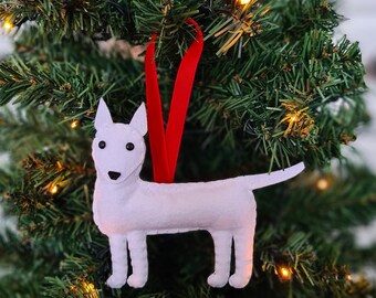 Custom Bull Terrier Christmas decoration | Personalised felt dog ornament | Gift for dog owner/lover | Pet portrait | Bull Terrier replica |