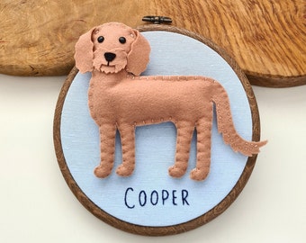 Custom Cockapoo/Goldendoodle/Cavapoo hoop decoration | Personalised felt dog ornament | Custom gift for dog owner/lover | Dog portrait |