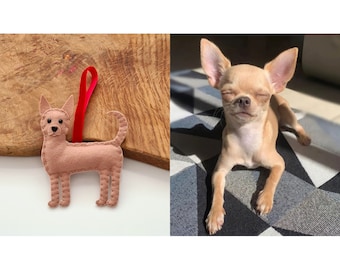 Custom Chihuahua decoration | Personalised felt dog ornament | Custom dog gift | Gift for dog owner/lover | Dog portrait | Chihuahua replica