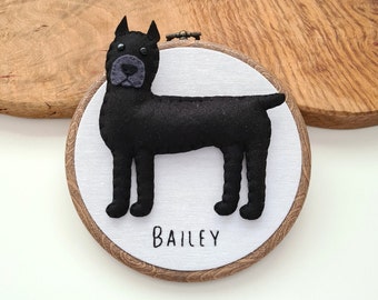 Custom Cane Corso hoop decoration | Personalised felt dog ornament | Custom gift for dog owner/lover | Dog portrait | Dog replica embroidery