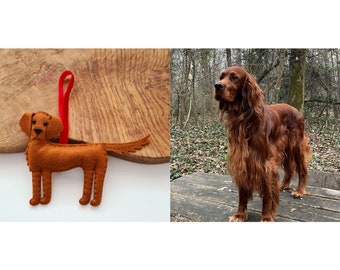 Custom Irish Setter decoration | Personalised felt dog ornament | Custom gift for dog owner/lover | Dog portrait | Dog replica | Red Setter
