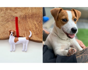 Custom Jack Russell Terrier decoration | Personalised felt dog ornament | Custom dog gift | Gift for dog owner/lover | Dog portrait |Replica
