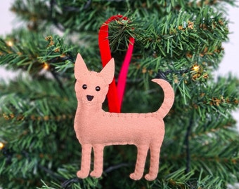 Custom Chihuahua Christmas decoration | Personalised felt dog ornament | Custom dog gift | Gift for dog owner/lover | Dog portrait |