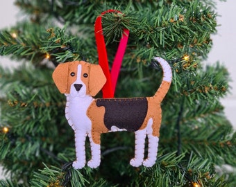 Custom Beagle Christmas decoration | Personalised felt dog ornament | Gift for dog owner/lover | Dog portrait | Christmas tree decoration