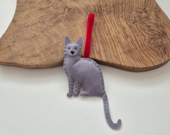 Grey Cat/Russian Blue felt decoration | Felt cat Christmas ornament | Custom gift for cat owner | Cat portrait/Memorial | Cat Mum/lover gift