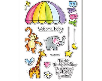 Stampendous PYL Clear Stamps Set - Animal Mobile- Clear stamps/Baby/Coloring Stamps/Happy Mails/cardmaker