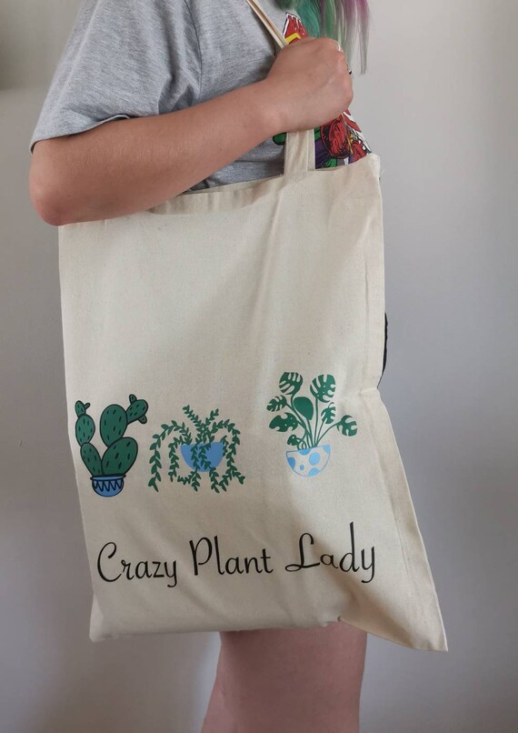 Crazy Plant Lady Man Person Canvas Tote Bag Monstera String