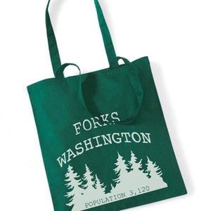 twilight sage new moon canvas bag inspired , forks Washington tote bag , population bag image 5