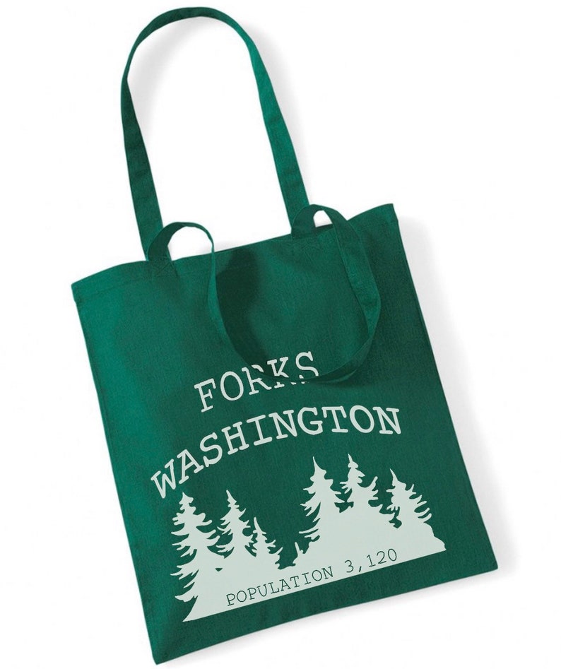 twilight sage new moon canvas bag inspired , forks Washington tote bag , population bag image 5