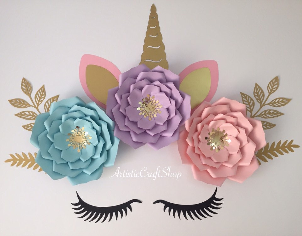Unicorn paper flowers backdrop , unicorn 1st birthday , unicorn paper…