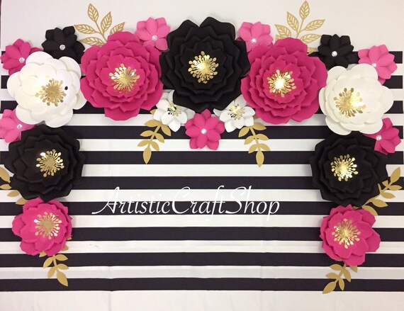 Kate Spade Inspired Paper Flowers Kate Spade Theme Paper Etsy