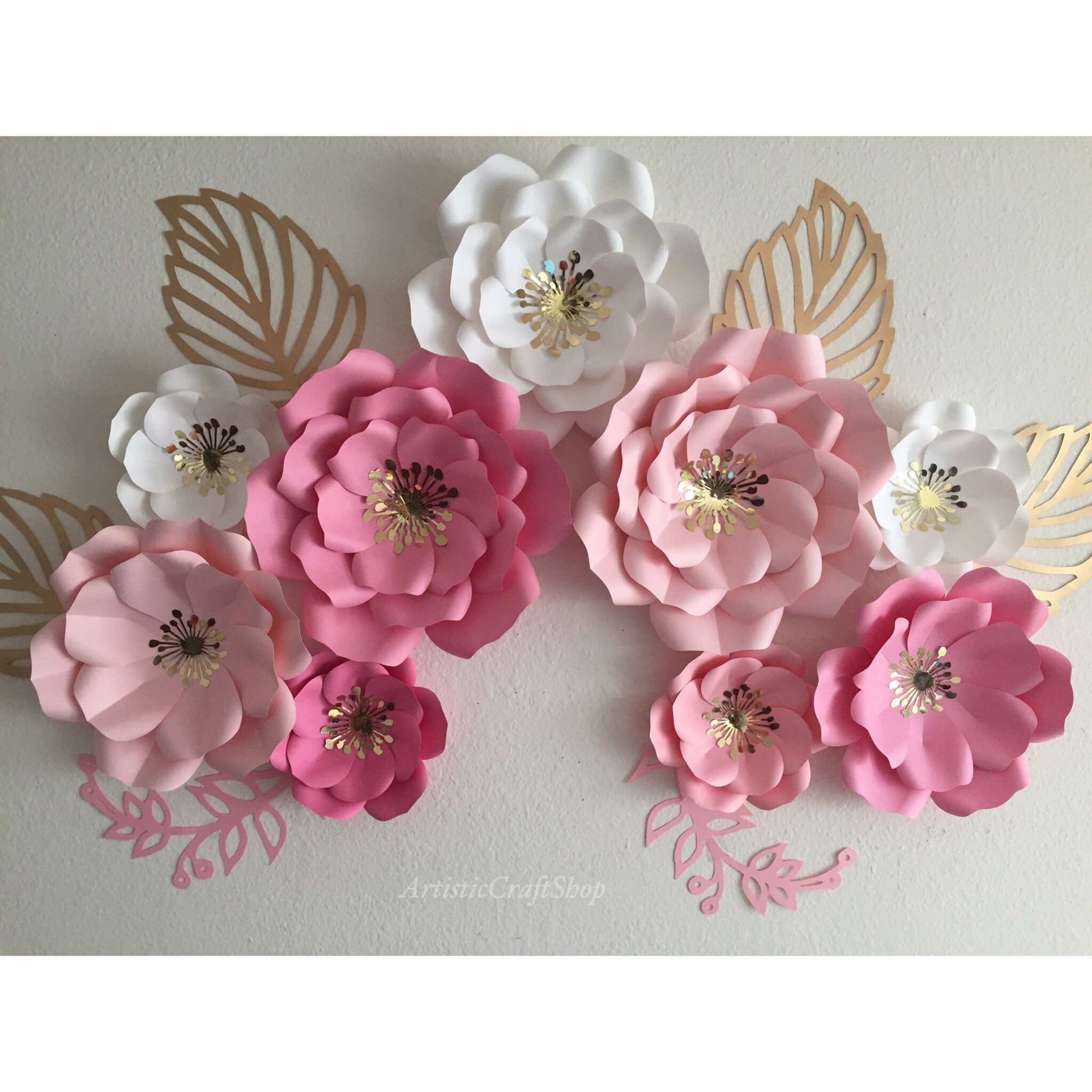 Set of 9 paper flowers wall decor wedding nursery Etsy