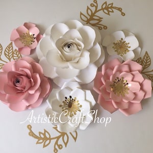 Set of 6 paper flowers, flowers backdrop, nursery wall art, baby room decor, baby shower/ birthday decor.