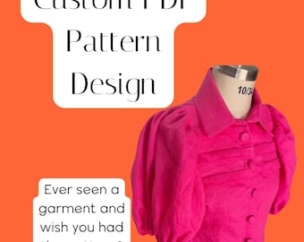 Aangepast pdf-naaipatroon voor dames – op maat gemaakt | Alleen geweven ontwerpen |  Gemaakt van je Inspo-foto of -schets | Maximaal 7 patroondelen