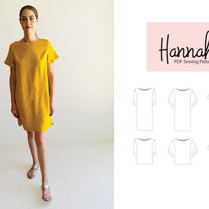 Hannah Shift Dress & Boxy Top Pattern - Simple, Easy, Beginner Sewing Pattern with Flared, Circle, or Short Sleeves