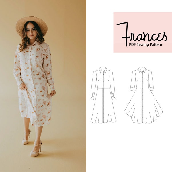 Frances Shirt Dress PDF Letter A4 Sewing Pattern