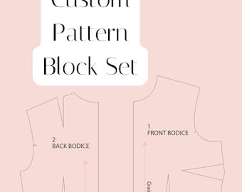 Custom patroonblokset – lijfje, rok en mouw | Op maat gemaakte pdf-blokken voor geweven kleding | Sloperset met patroon