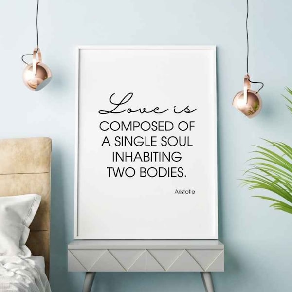 Love is Downloadable Quote by Aristotle | Downloadable Romantic Saying Ancient Wisdom Digital Poster