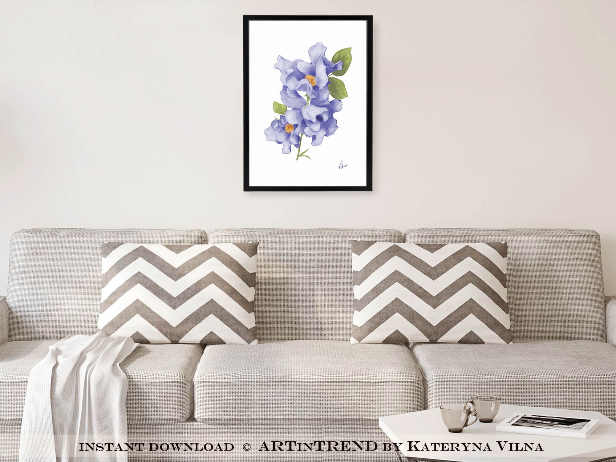 Floral bedroom art Downloadable artwork Floral wall art Etsy