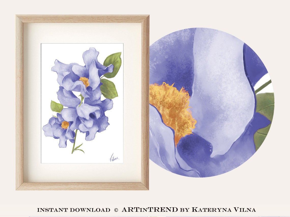 Floral bedroom art Downloadable artwork Floral wall art Etsy