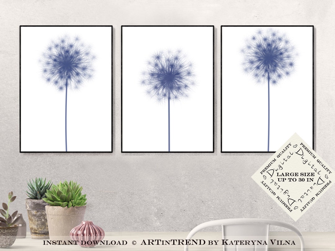 Dandelion Prints Modern Wall Art Set of 3 Downloadable Prints - Etsy