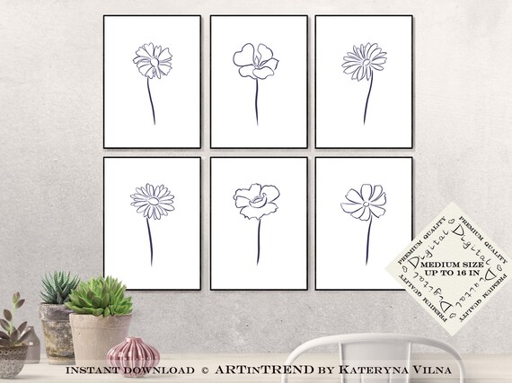 Printable Wall Art Set Of 6 Pieces Line Painting Simple Wall Etsy Printable Wall Art Set Of 6 Pieces Line Painting Simple Wall Etsy