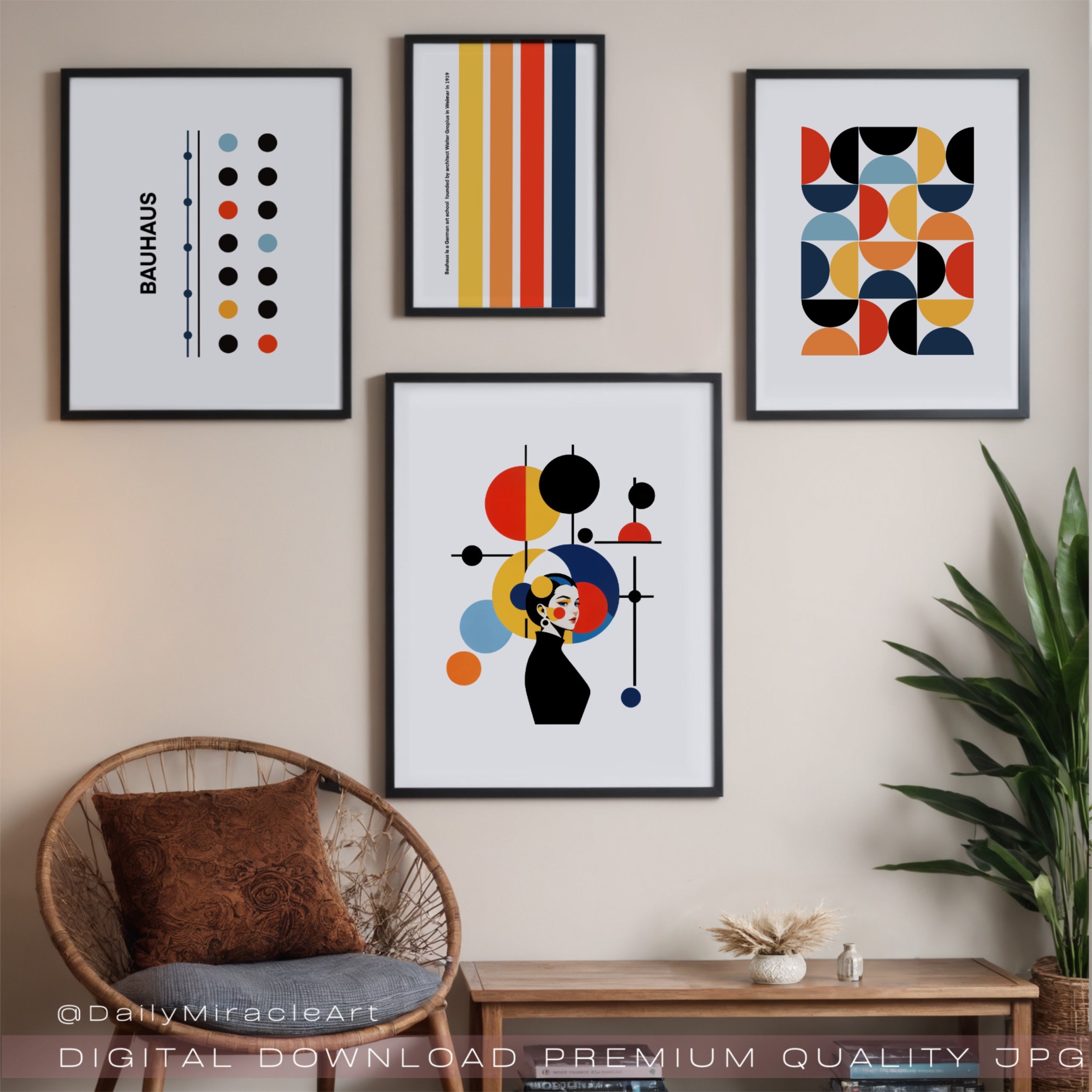 Printable Wall Art Set of 4 Bauhaus Prints, Bauhaus Exhibition Poster ...