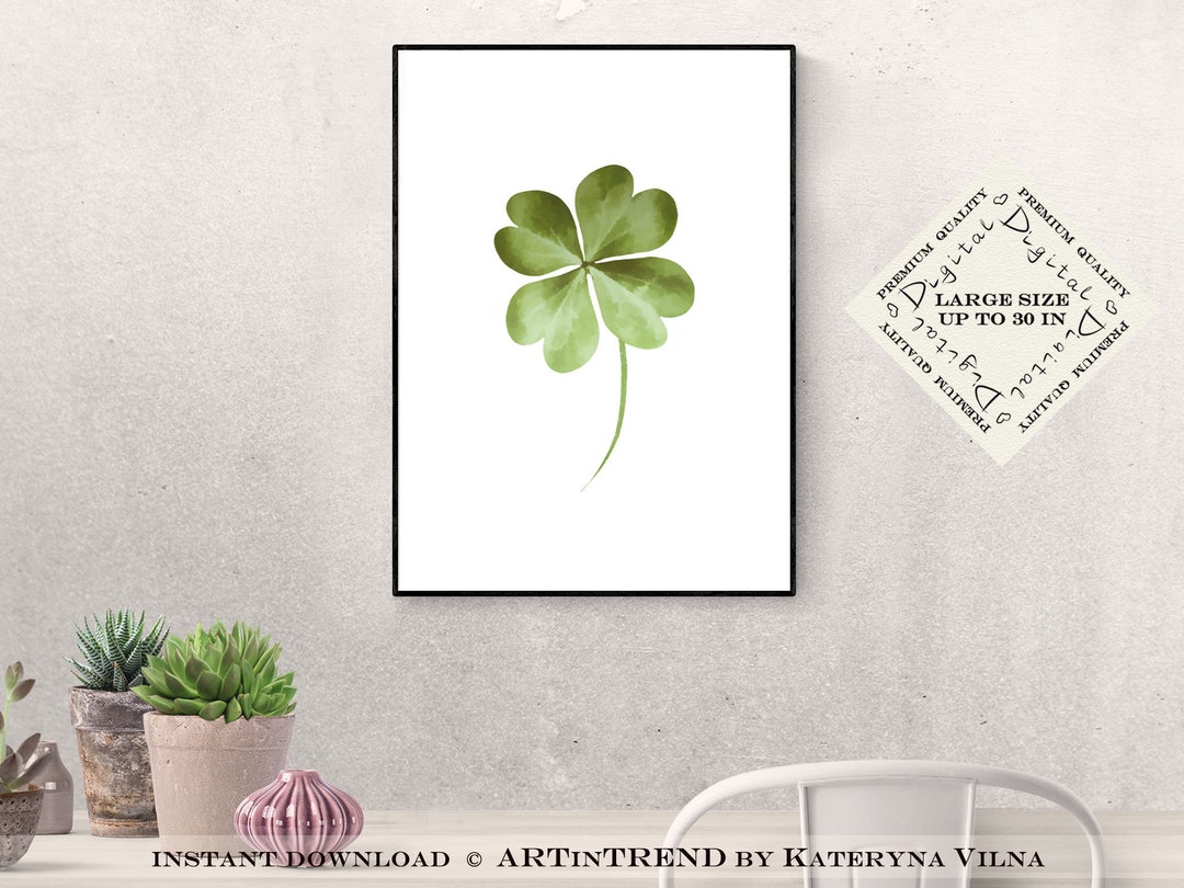 Lucky Clover Printable Painting Digital Wall Art Print for - Etsy