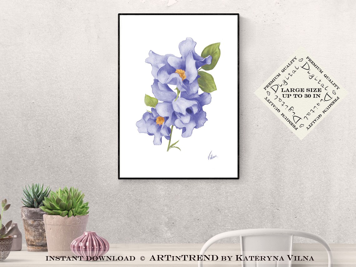 Floral Bedroom Art Downloadable Artwork Floral Wall Art Etsy
