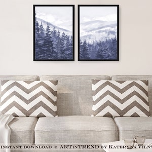 Printable Wall Art Landscape Print Set of 2 Painting Prints Forest ...
