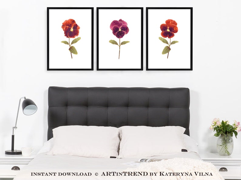 Kitchen Wall Art Farmhouse Wall Decor Pansy Flowers Printable | Etsy