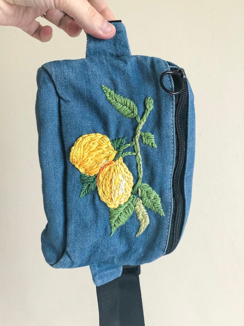 Lemon Plant waist pack small purse travel bag waist bag lemon embroidery embroidered bag fanny pack