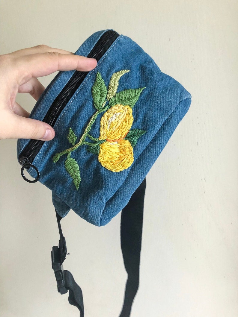 Lemon Plant waist pack small purse travel bag waist bag lemon embroidery embroidered bag fanny pack