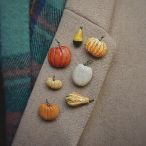 Pumpkin pin set polymer clay pumpkins Halloween pin set fall pin image 1