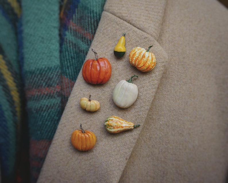 Pumpkin pin set polymer clay pumpkins Halloween pin set fall pin image 1