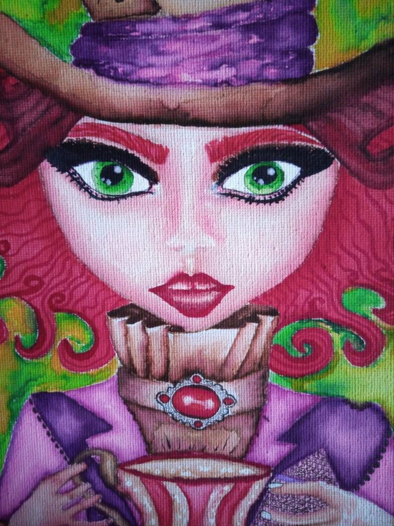 A Colourful Illustration of a Santoro Gorjuss Mad Hatter. Etsy