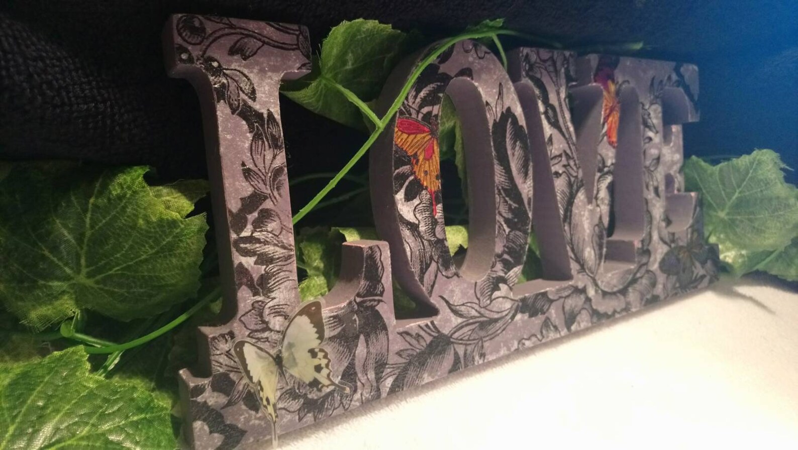 A Wooden Free Standing 'LOVE' Sign. Decoupaged Etsy