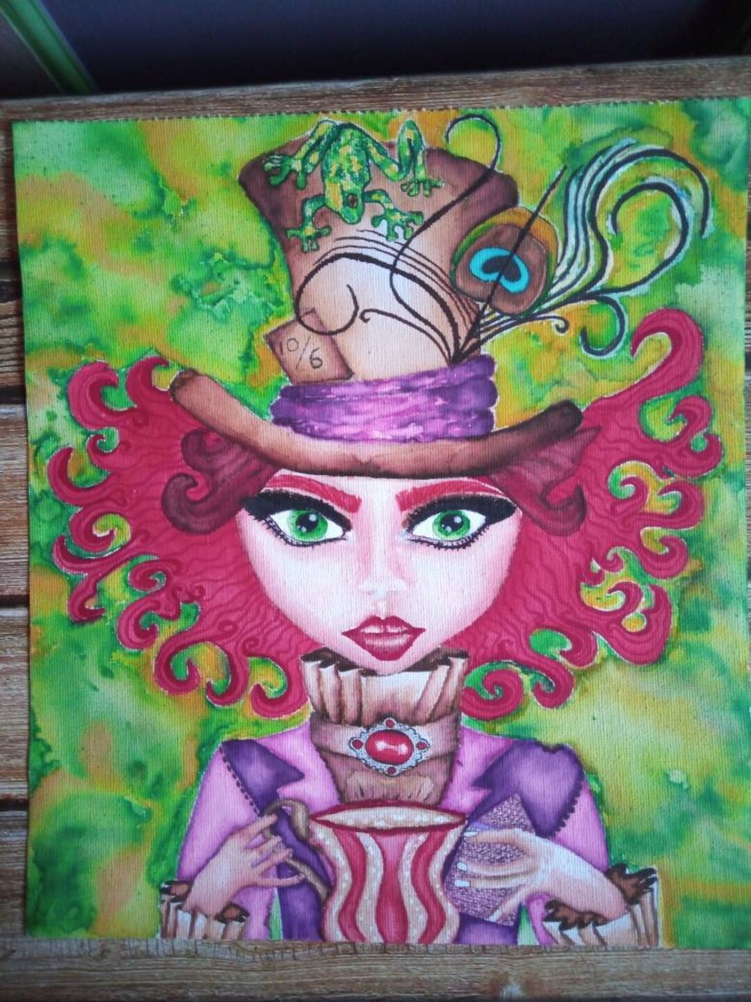 A Colourful Illustration of a Santoro Gorjuss Mad Hatter. Etsy