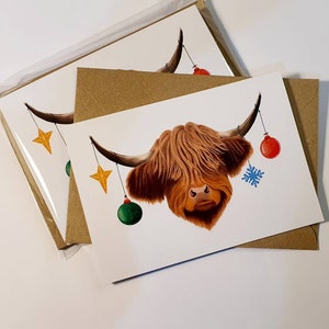 Highland Cow Christmas card (pack of 5 or 10)
