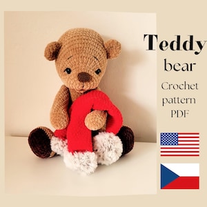 Teddy Bear Crochet Pattern with Hat: Beginner Amigurumi Tutorial (PDF)