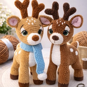 Schema per realizzare un cerbiatto all'uncinetto / Tutorial per creare un animale di peluche a forma di cervo, decorazione per la cameretta a tema bosco (PDF)