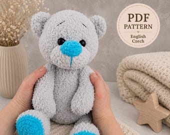 Fluffy Teddy Bear Crochet Pattern, Amigurumi Plush Toy Tutorial (PDF)