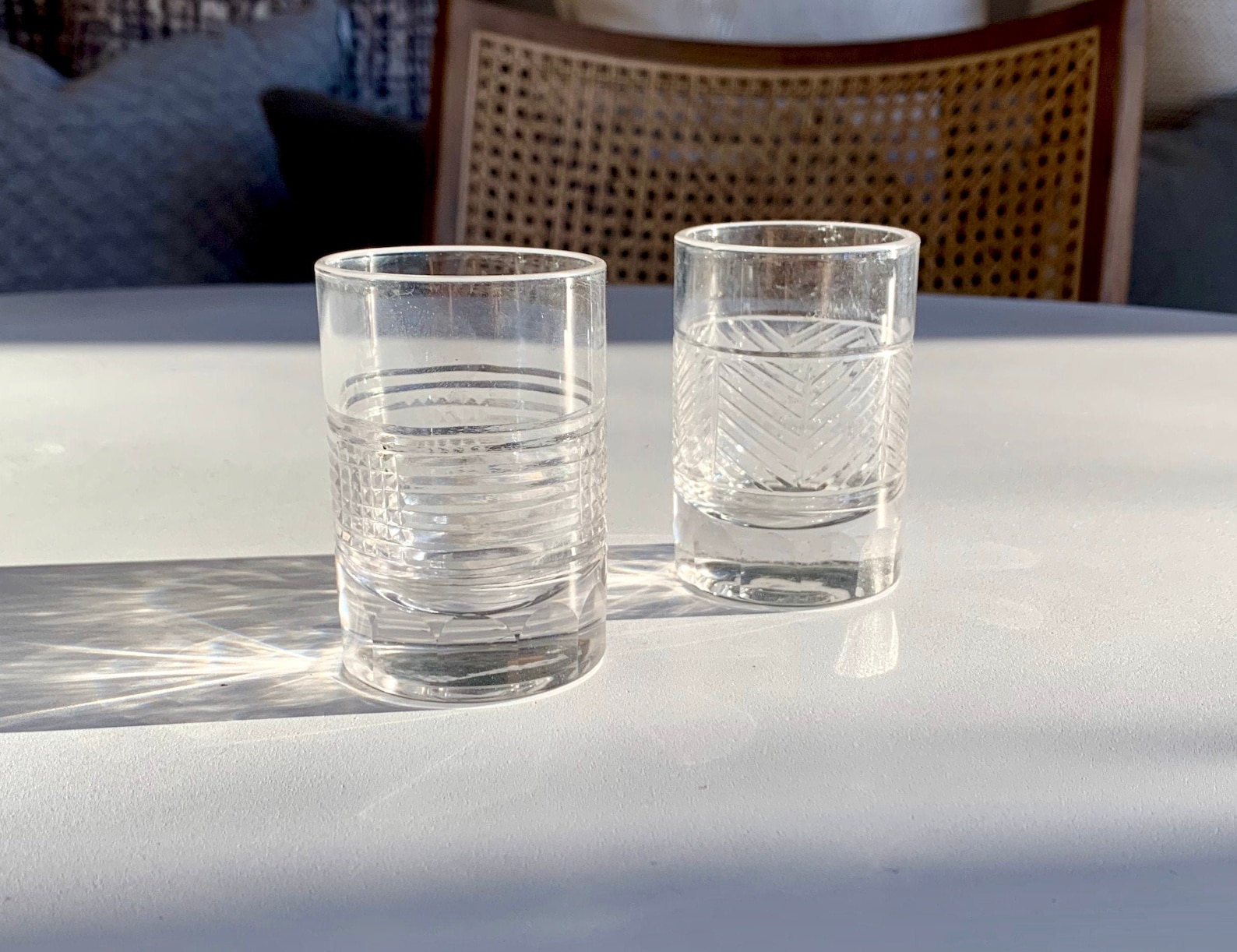Vintage Cut Double Shot Glasses Vintage Glass and Barware Etsy