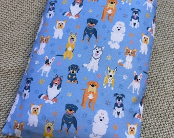 Dogs book sleeve\Book worm\Reading Merch\Bookish gift\Handmade UK pouch\Paperback\Hardback\A dogs life\Blue\Goodboy\Poodle\Dachshund\Puppy