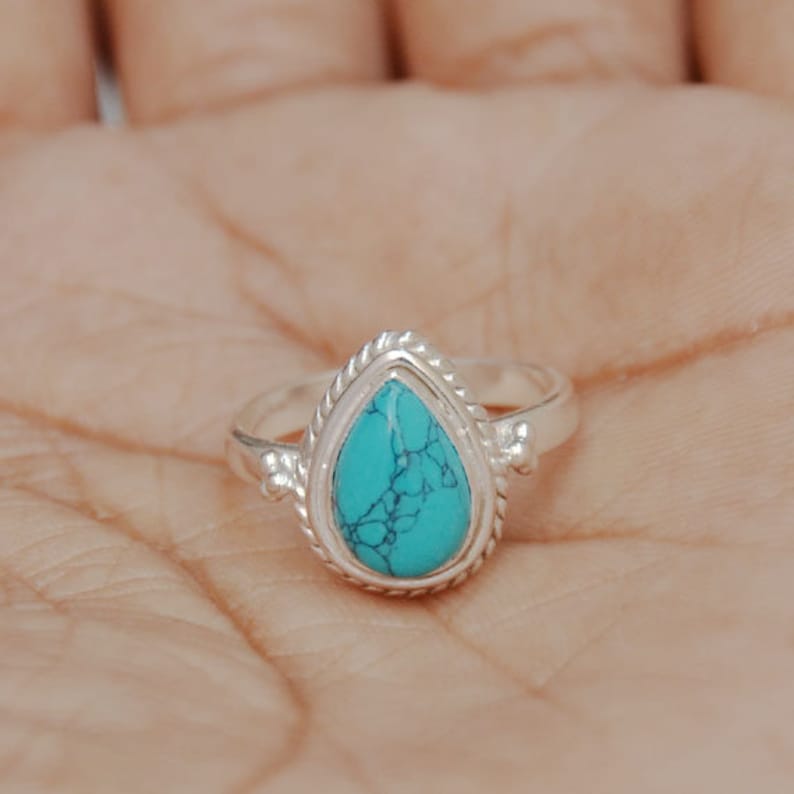 Engagement Ring Wedding Gift Sale Stunning Natural TURQUOISE Gemstone Ring All Size Available, Turquoise Ring 925 Sterling Silver Ring